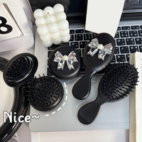 Pearl Bowknot Comb Mini Bow Compact Portable Foldable Airbag Air Cushion Massage Mirror Comb Portable Travel Girl Hair Combs