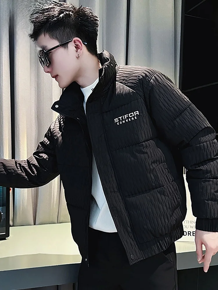 

Мужская утепленная хлопковая куртка с воротником-стойкой, зимняя, модная, универсальная, теплая, с длинными рукавами, на молнии