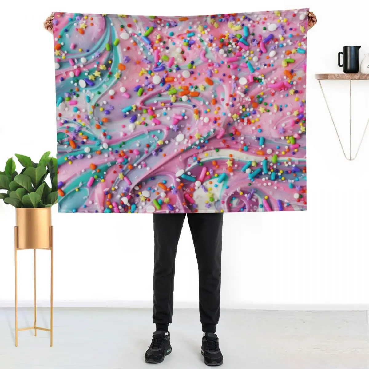 Colorful Candy Swirls with Sprinkles Throw Blanket Shaggy Soft Beds cosplay anime Travel Decorative Sofas Kid'S Blankets