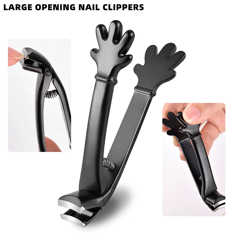 1 pçs cortador de unhas ampla mandíbula abertura grosso cortador de unhas alça longa aço inoxidável profissional cortador de unhas