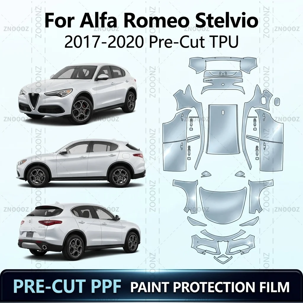 For Alfa Romeo Stelvio 2017-2020 Pre-Cut TPU PPF Paint Protection Kit Self Healing Full Vehicle Glossy Clear Matte Black