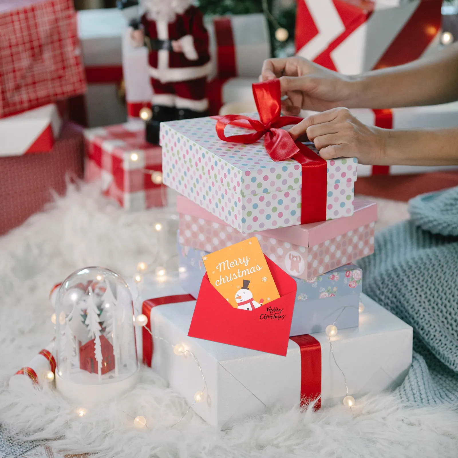 3Pcs Christmas 3D Greeting Cards with Envelope Handwriting Blessing Card for Holiday Festival Gift Expression Joy