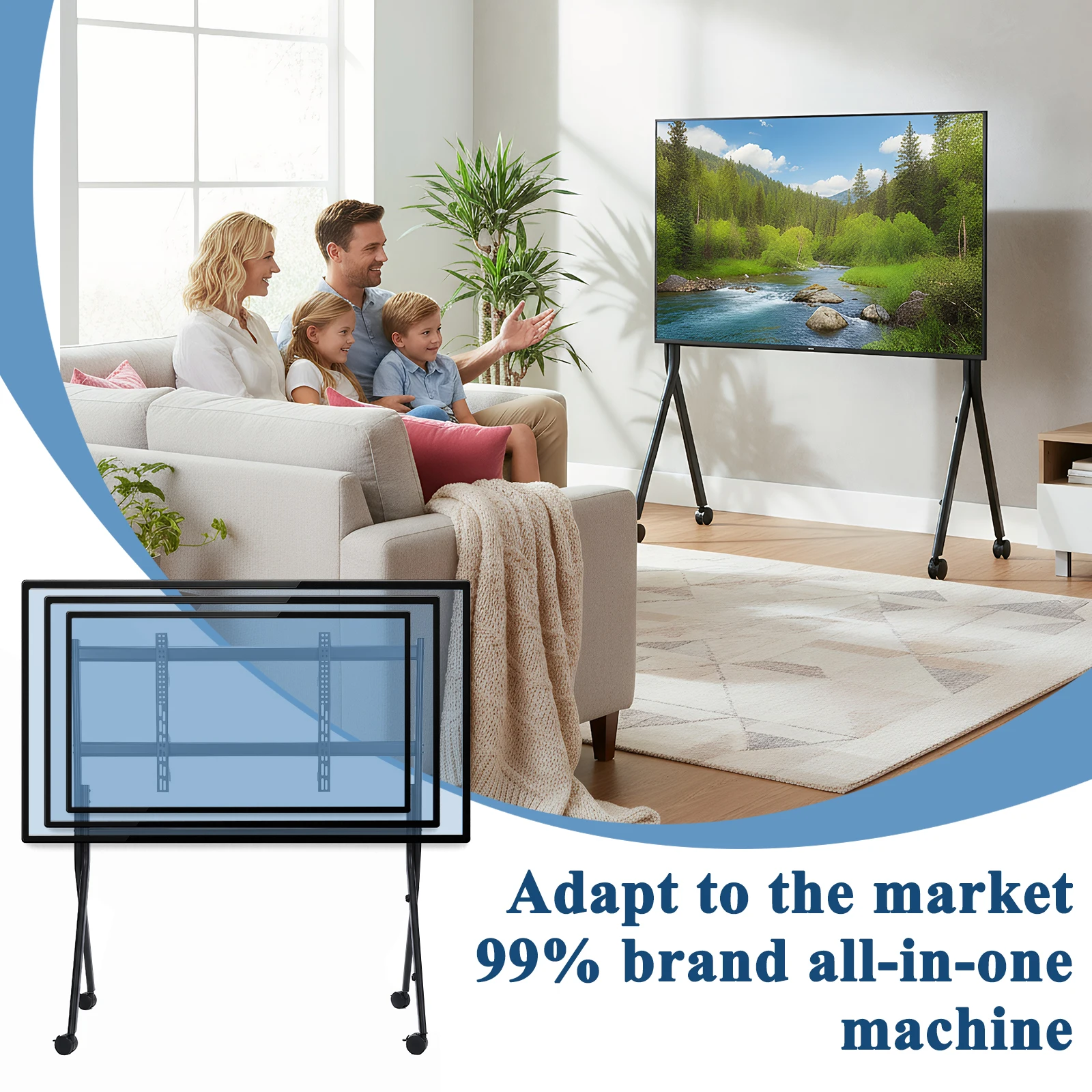 

Portable Floor TV Stand for 86-110Inch TVs Universal Flat/Curved Screen Mount Max Load 485LBS/220kg with Lockable Wheels