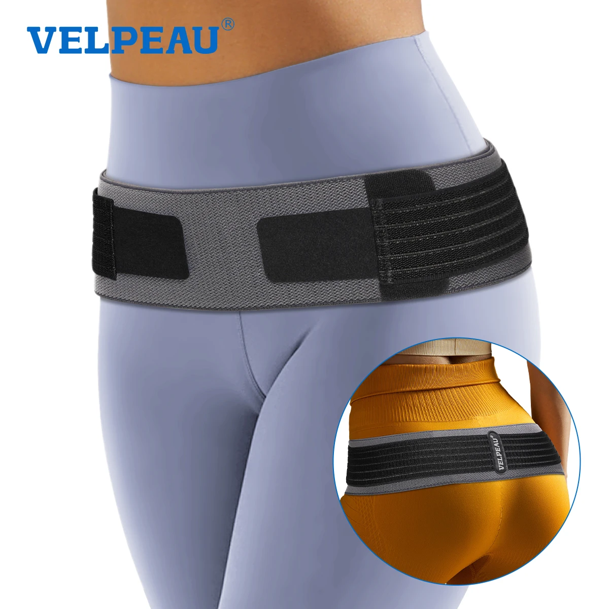VELPEAU Sacroiliac SI Joint Hip Belt for Sciatica, Lower Back Pain and Postpartum Recovery, Non-Slip Pelvic Support Belt