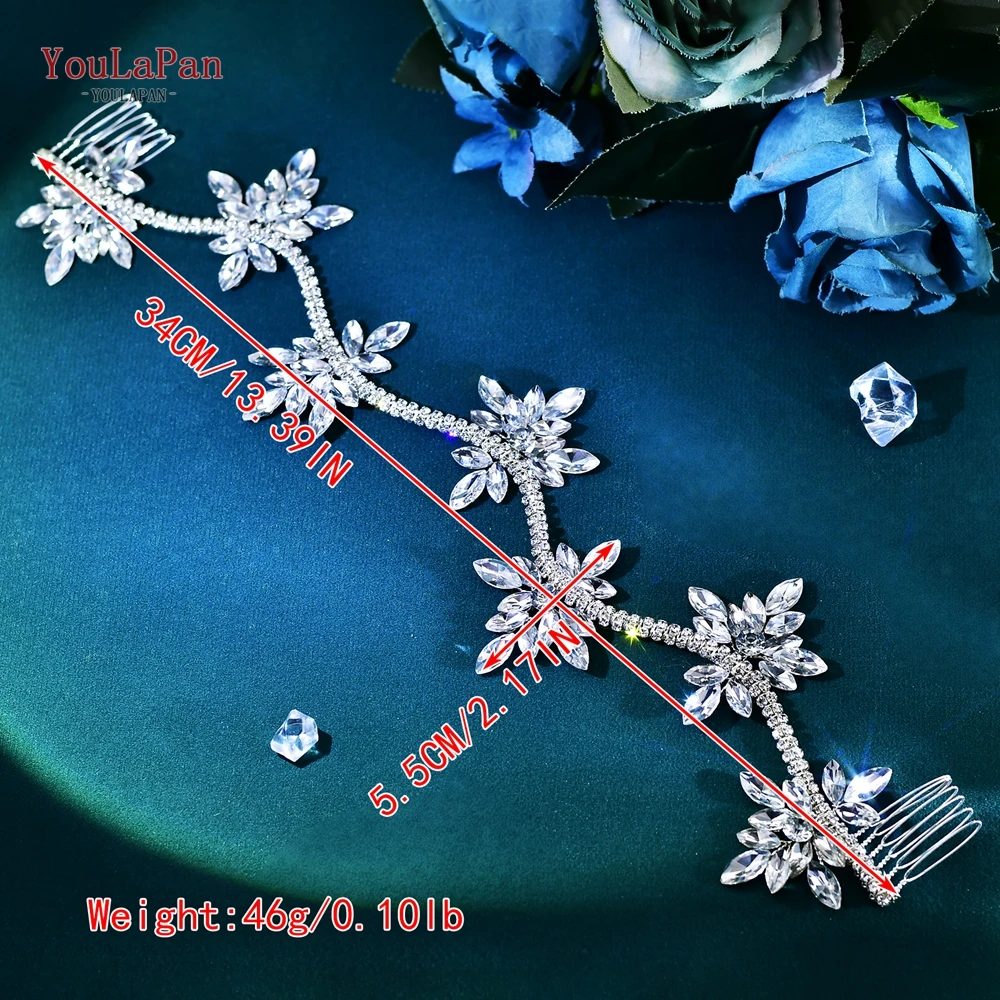 YouLaPan Crystal Forehead Headband Bridal Tiara Wedding Hair Accessories Handmade Rhinestone Woman Headpiece for Party HP618