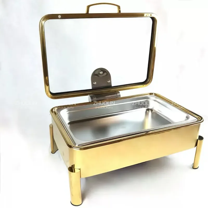 Event Planners Gold Stainless Steel Chaffer Shaving Dishes Hydraulic Buffet Wedding Latest Buffet Chauffant Shaffing