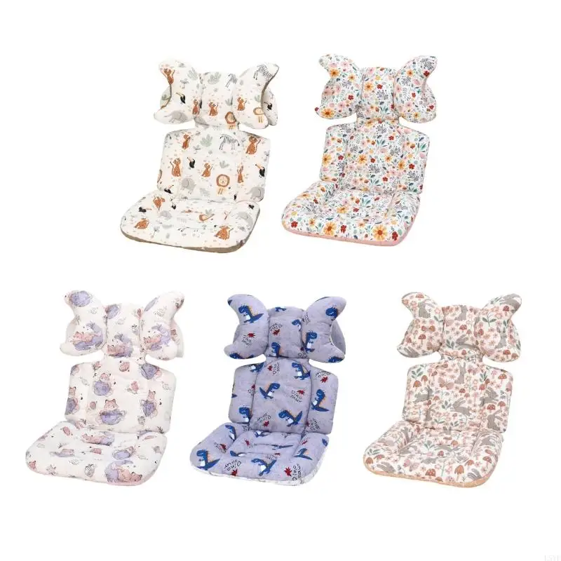 

L5YF Printed Baby Strollers Cushion Comfortable Cotton Fabric Two Sided Design