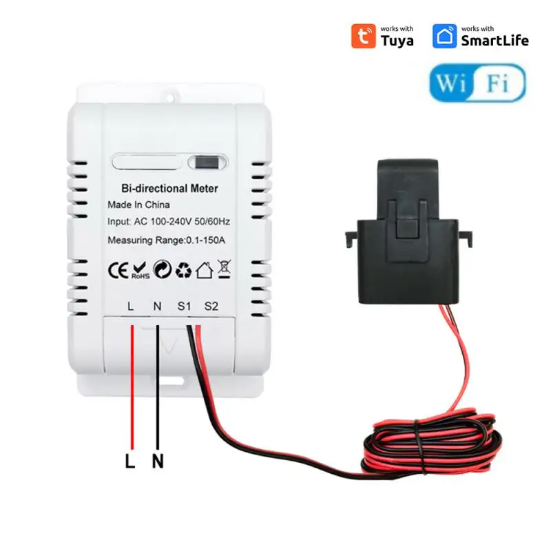 

Tuya Smart WiFi Zigbee Solar Bilateral Energy Meter 150A AC110V 220V Clamp CT KWh Power Electricity Consumption Monitor