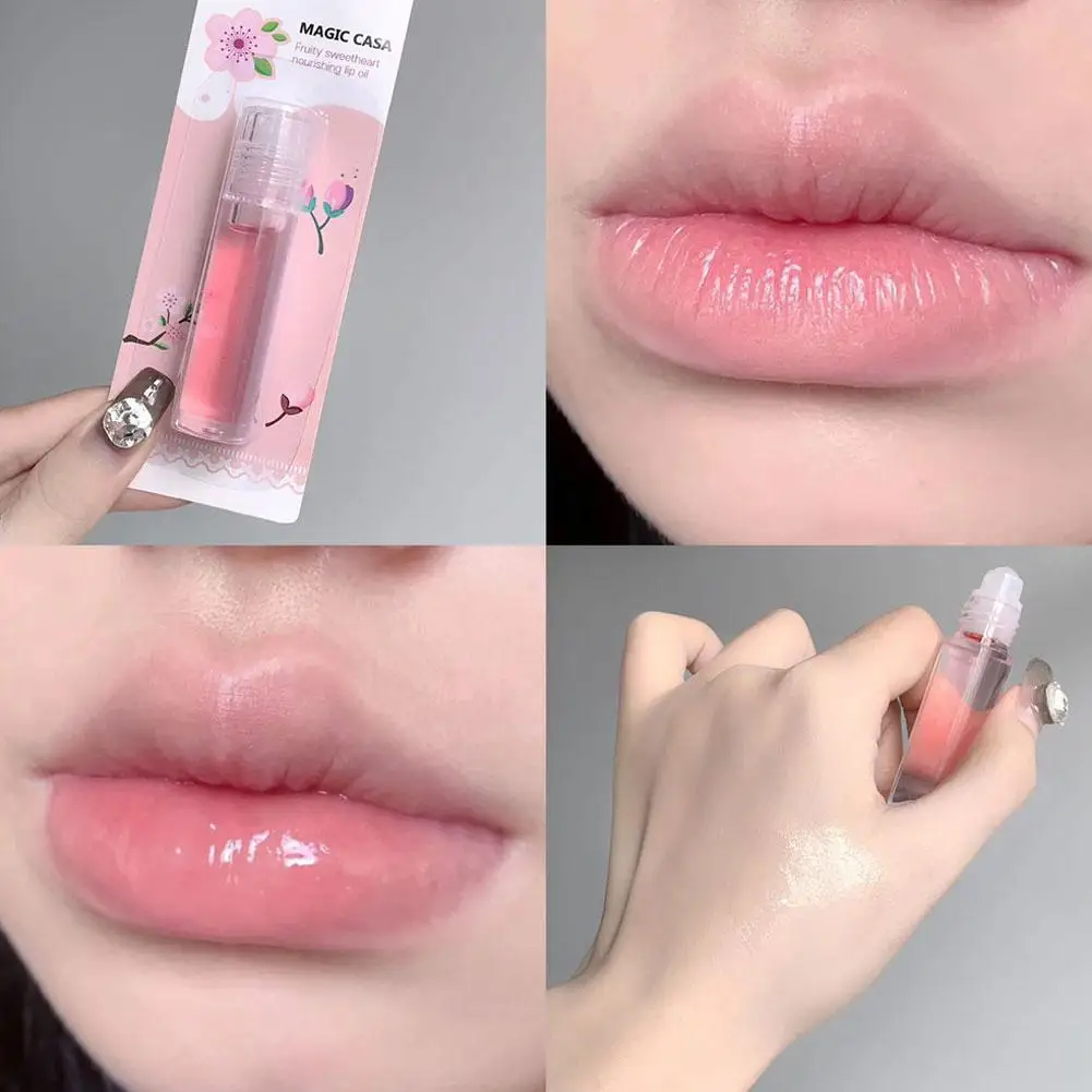 Rollerball minyak esensial bibir pemadat bibir, garis minyak pelembap bibir meningkatkan elastisitas tidak berminyak pelembap seksi N8U8