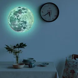 3D Large Moon Fluorescent Wall Sticker 5-20cm Removable Glow In The Dark Sticker Wall Sticker Kids Room Decoration Home Decor