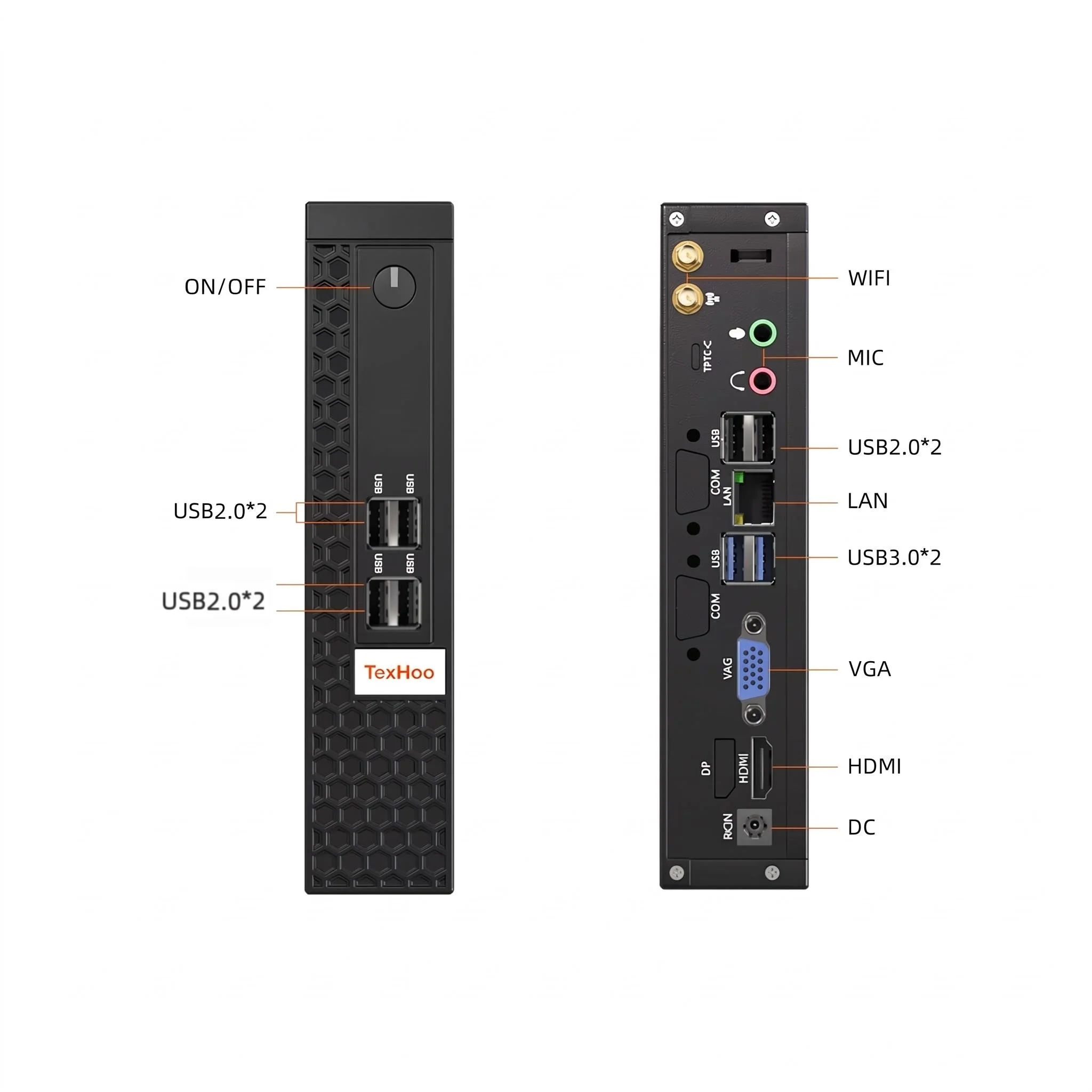Texhoo Mini ITX PC AMD Ryzen 7 5700U R5 5600H 4600H FP6 DDR4x2 Dual Channel M.2 NVMe SATAx2 HDMI VGA LVDS 16G 256G Home Server