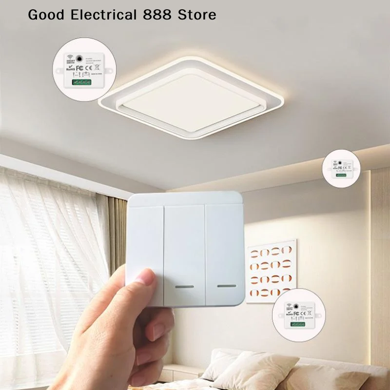 【GE】Wireless ON OFF RF433 Module Remote Control Light Switch 1/2/3 Gang Push Button Wall Light Switch For Light Bulb Chandelier