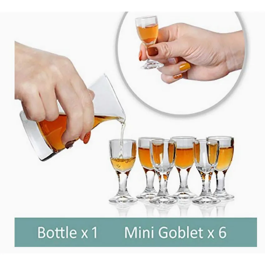 Copa de vino súper pequeña con petaca China Japón Baijiu vasos de chupito Maotai espíritus Juego de 7 piezas