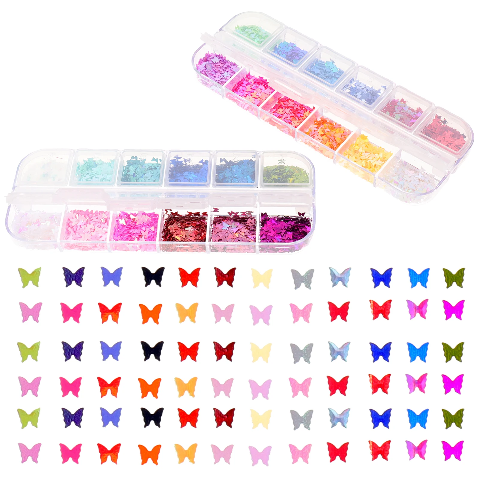 

2 Boxes Butterflies Nail Art Diy Glitters Sequins Makeup Nail Sequins Manicure Supplies Decor For Party Rave Body Handmade