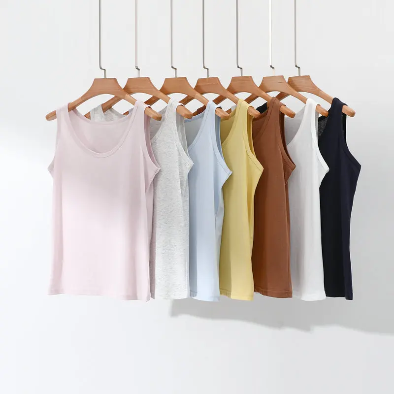 

Simple Cotton Linen Tank Top Women Loose Sleeveless Tshirts Casual Anti Slip tee tops solid color Base layer Tees