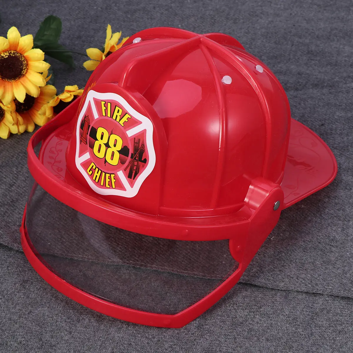Adjustable Red Fire Hat Safety Educational Creative Role Play Fun Gift for Children Kids Safety Toy