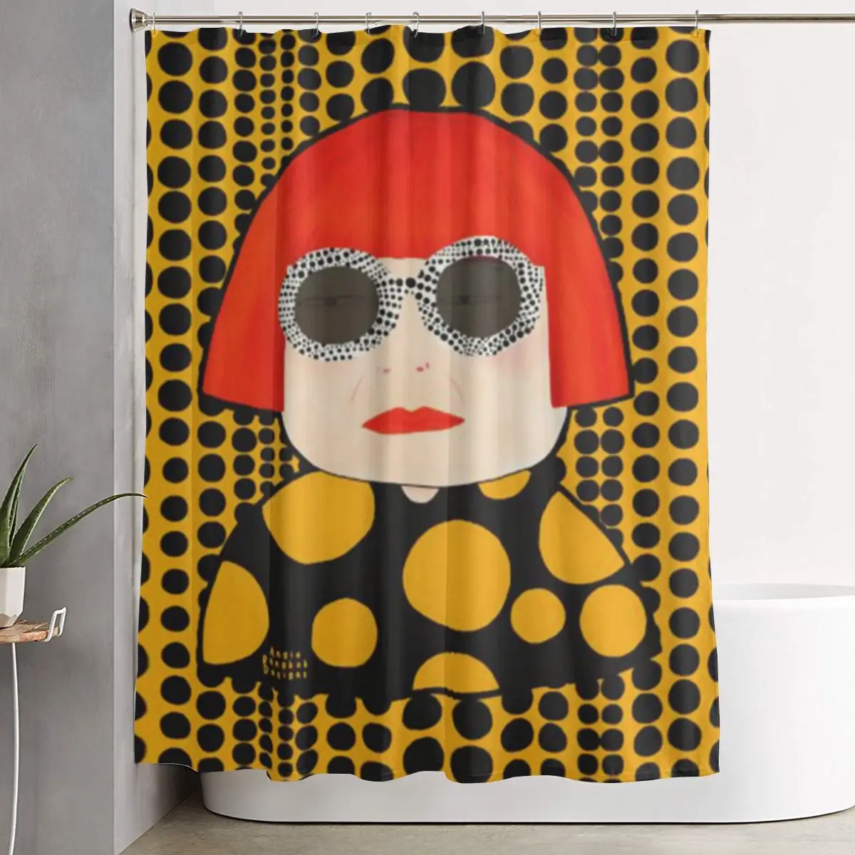 

Абстрактная картина Яёи Кусамы: занавеска для душа из полиэстера, водонепроницаемая, с крючками