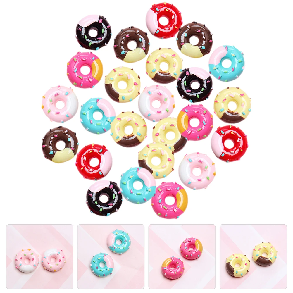 

30pcs Donut Shape Charms Multicolor Resin Flatback Doughnut Embellishments Diy Phone Case Decor Craft Accessories Miniature
