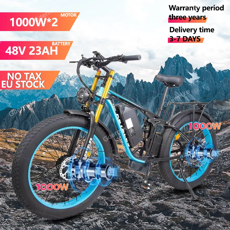 Electric Bike 2000W Dual Powerful Motor 26*4.0-inch Fat Tire Electric Bicycle 48V 23AH Lithium Battery Hydraulic Brake E Bike