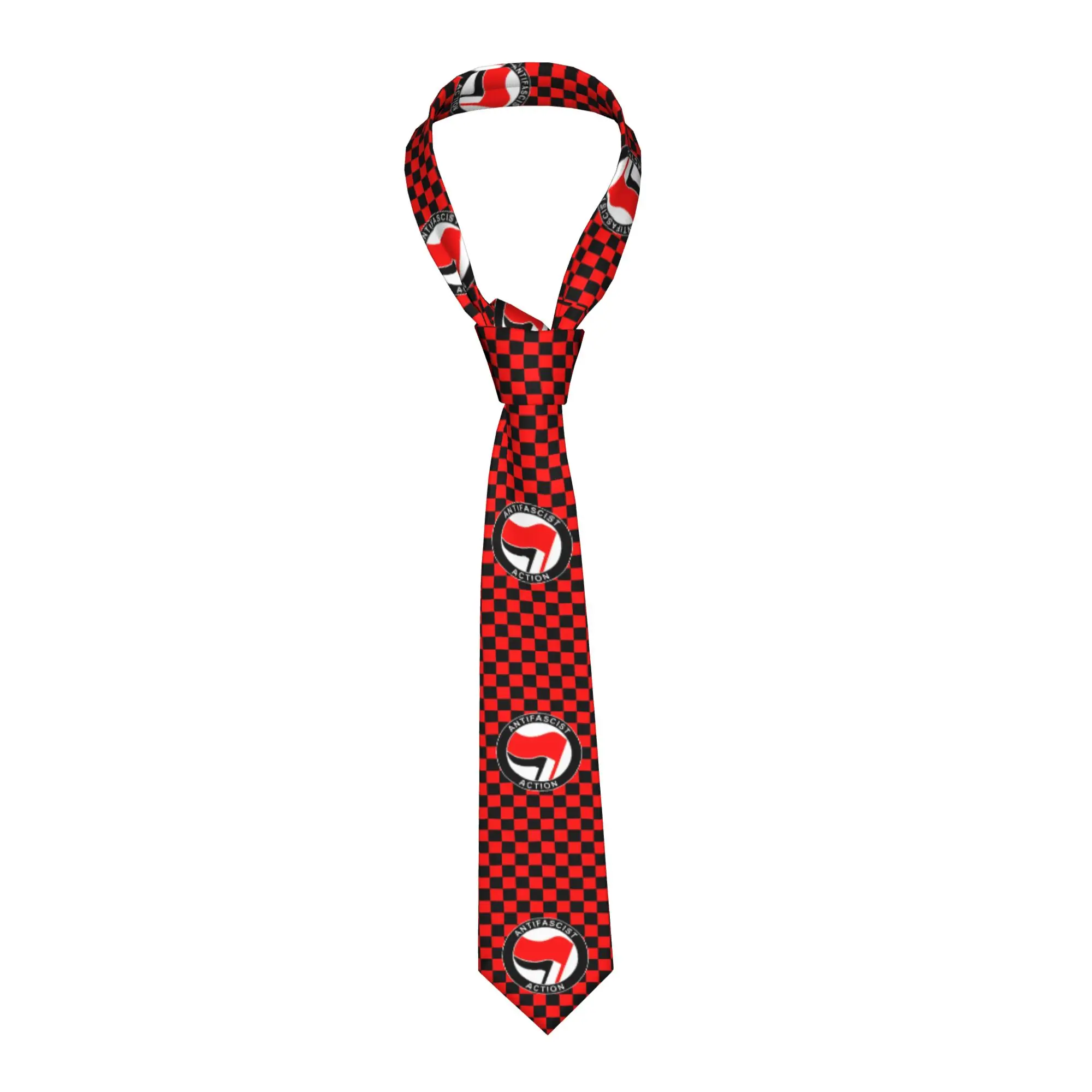 gravata-masculina-de-seda-xadrez-classica-antifa-acao-contra-o-racismo-bandeira-antirracismo-para-escritorio