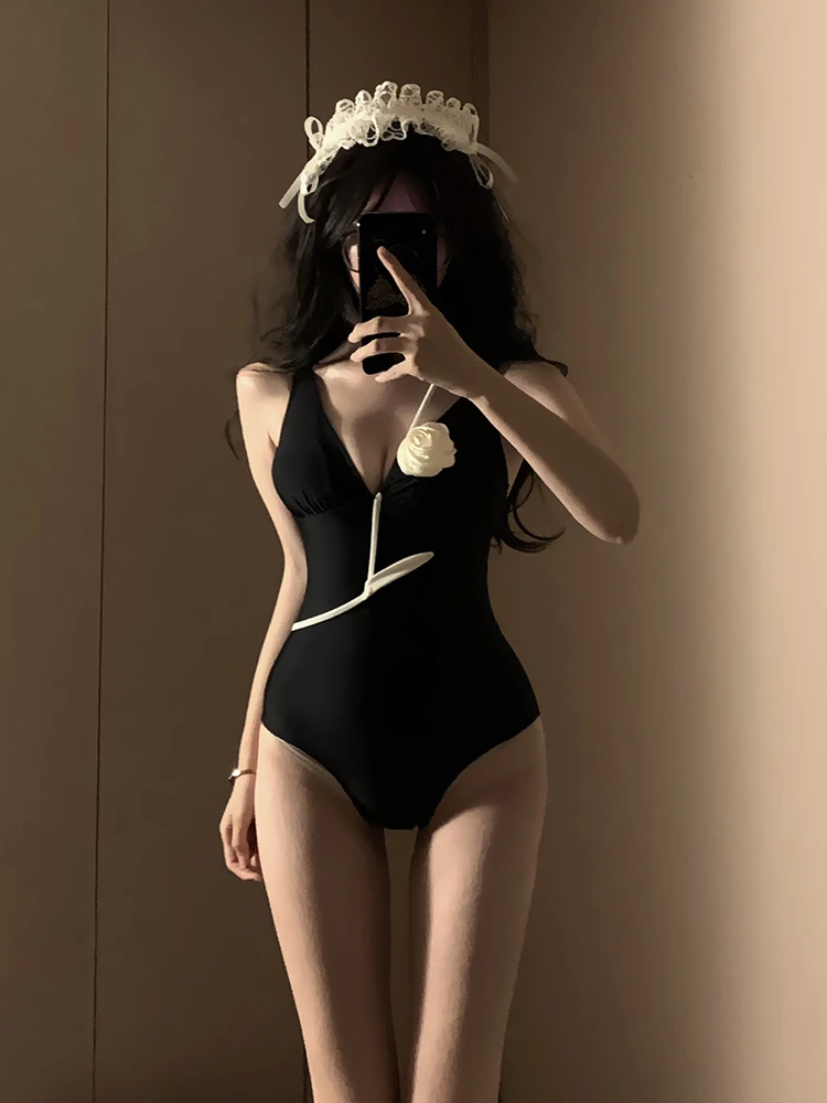 

Сексуальный слитный купальник ручной работы с розами и завязками, женский, из нейлона, быстросохнущий, средней эластичности, для повседневного использования