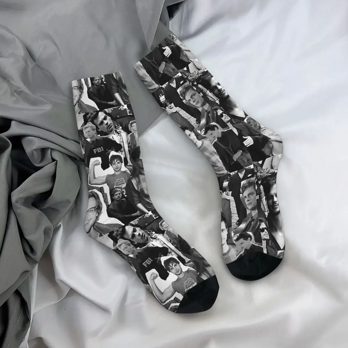 

All Seasons Crew Stockings Matthew Gray Gubler Collage Socks Harajuku Long Socks for Men Women Valentine's Day Gifts