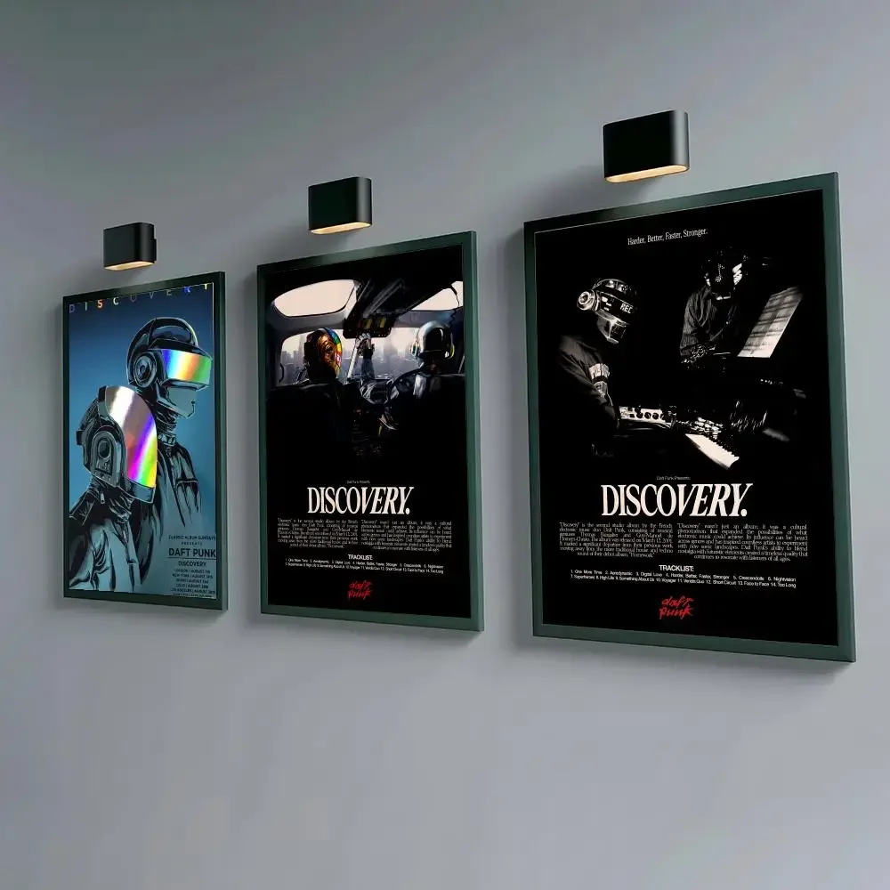 D-Daft P-Punk Electronic Band Poster Waterproof Peel & Stick Wall Sticker Self Adhesive Art Decor For Living Room Bedroom