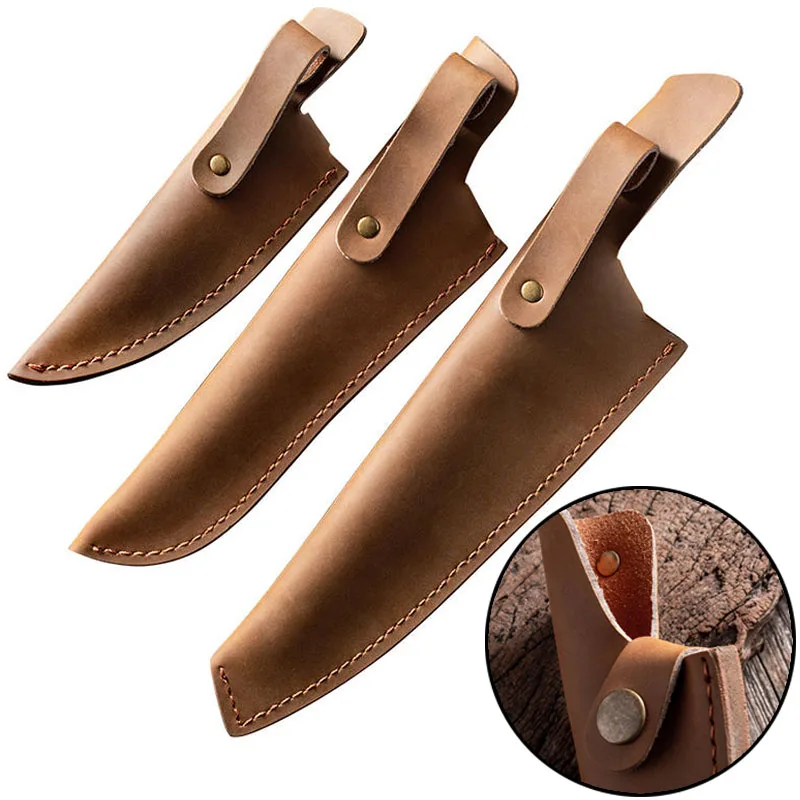 Натуральная воловья кожа с фиксированным лезвием, маленький прямой нож, ножны, кожаный чехол, держатель, уличный инструмент, петля для ремня, мультикобура для охоты