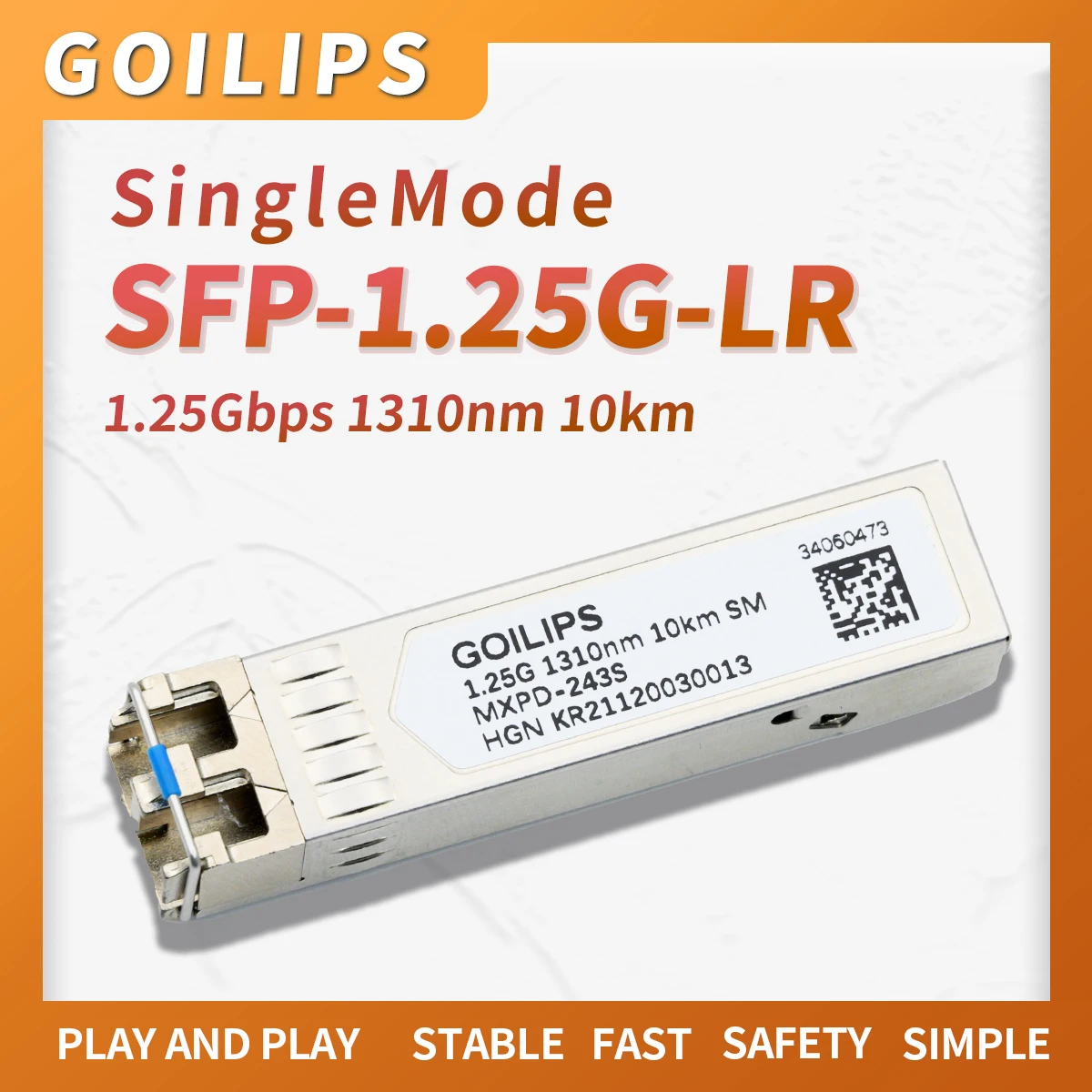 

SFP Fiber Module SFP-1.25G-LR 1310nm 10km Optical Transceiver SingleMode Duplex LC Conector Compatible with CISCO Etherne Switch