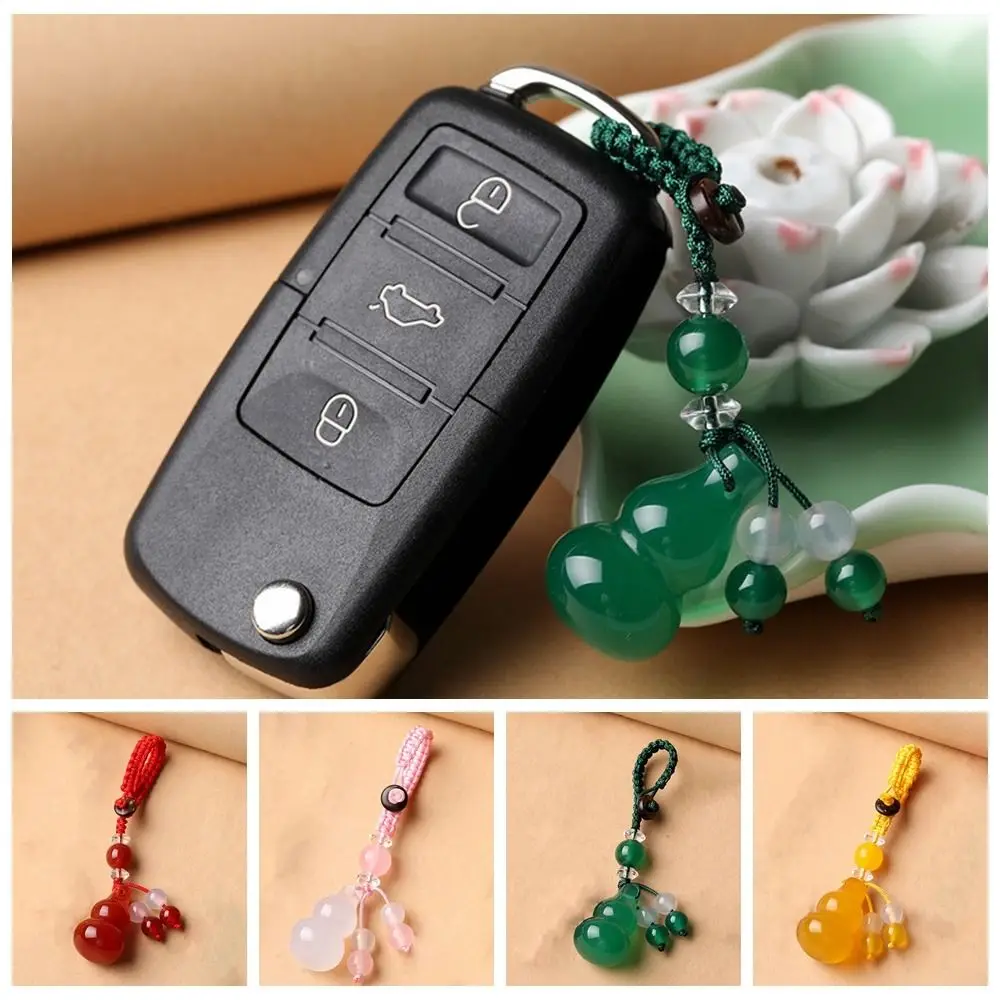 Chalcedony Jade Gourd Keychain Creative Crystal Clear Good Moral 4 Colors Road Protection Gourd Keychain Pendant