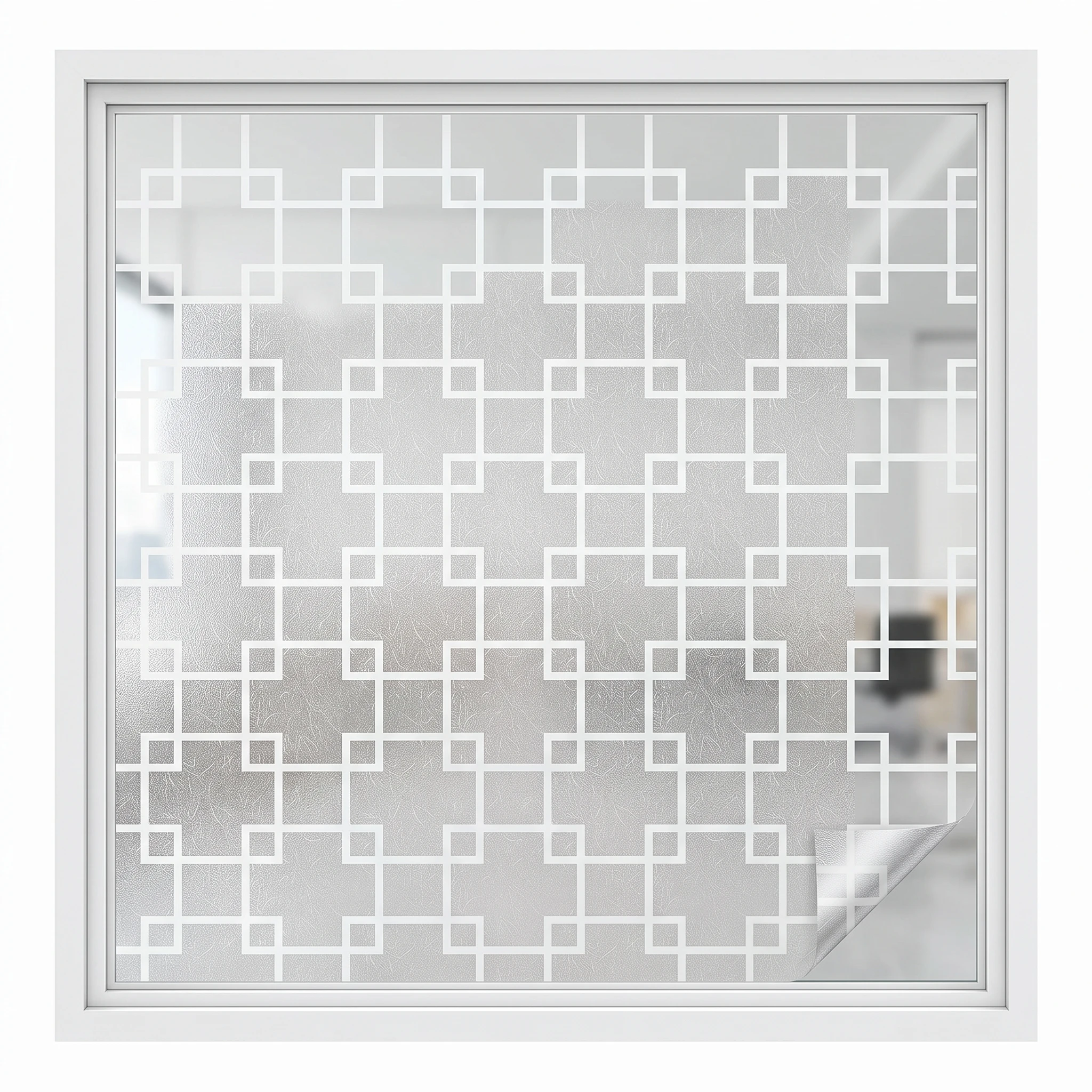 Geometric Lattice Self-Adhesive Window Film Frosted Anti-Peeping Privacy Glass Decorative Waterproof Sticker for Home Decor