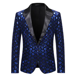 Fashion Men luxurious Lantejoula Plaid Suit Jacket Gold/SILVER Singer Host Stage Party Let 10 Main Sales Blazer Men's Chess - №3