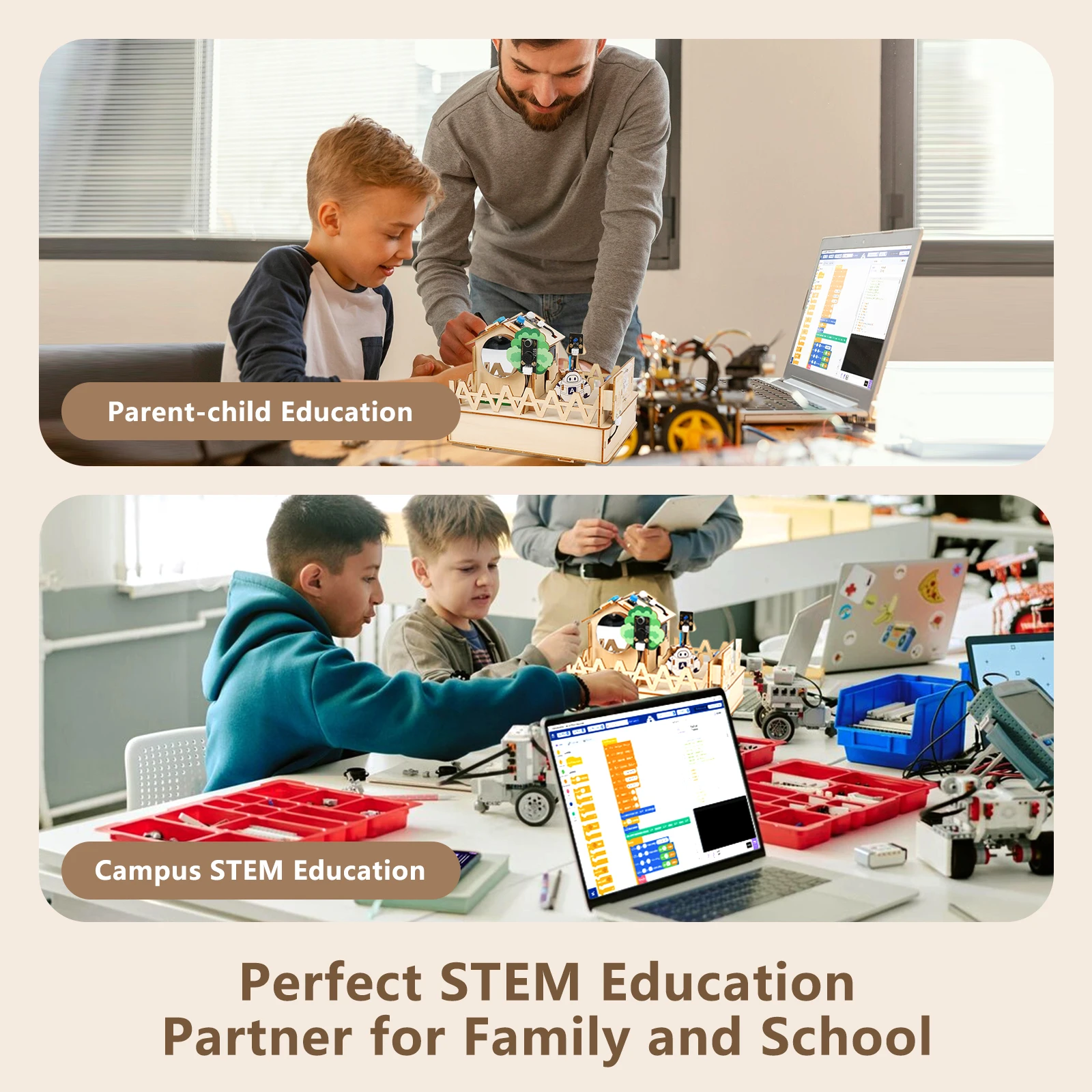 ACEBOTT Smart Home STEM STEAM Starter Kit Wooden House IoT Wifi Blockly Programming for ESP32 Arduino