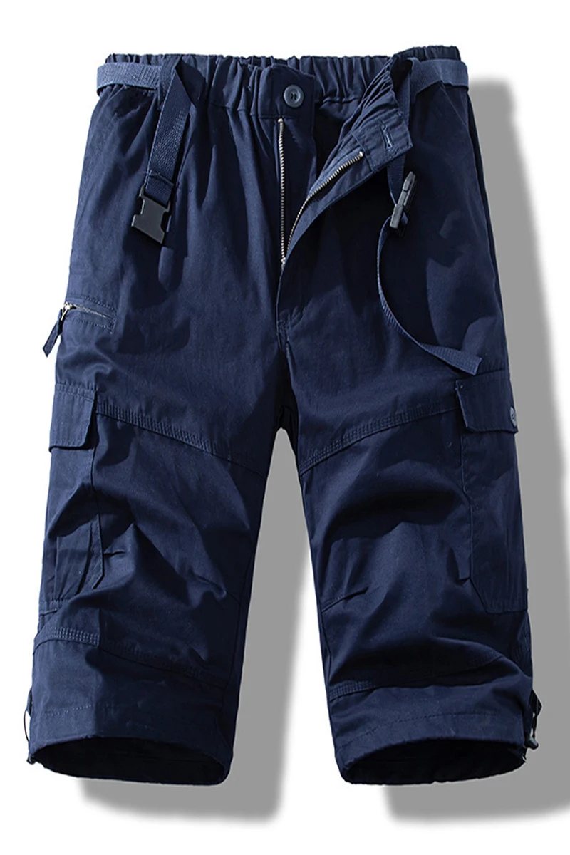

Men's Casual Cargo 3/4 Shorts – Multi-Pocket Outdoor Tactical Shorts with Elastic Waistband, Ideal for Summer Hiking and Everyda