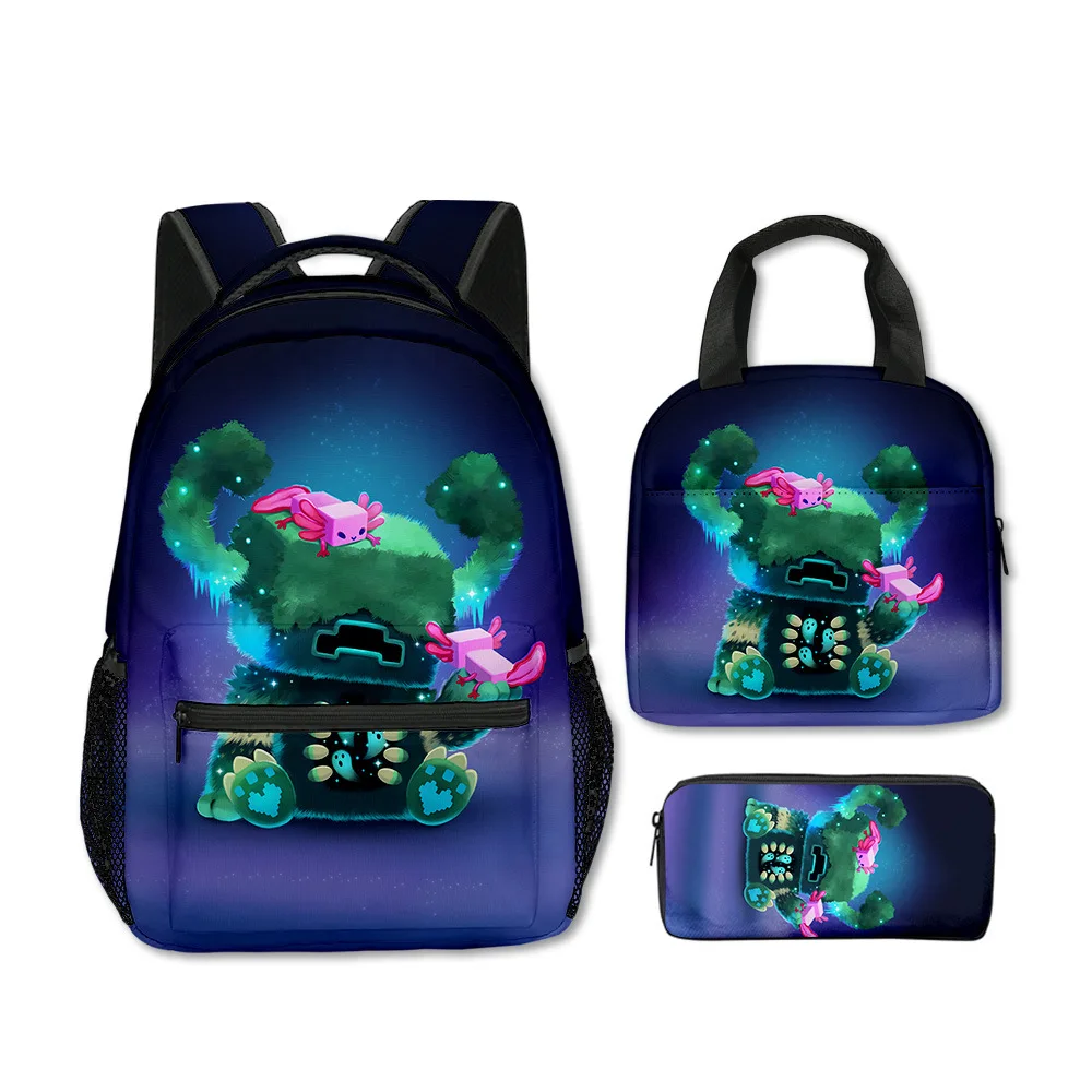 

Cartoon Popular Novelty WRROENWarden 3D Print 3pcs/Set School Bags Laptop Daypack Backpack portable Lunch bag Pencil Case