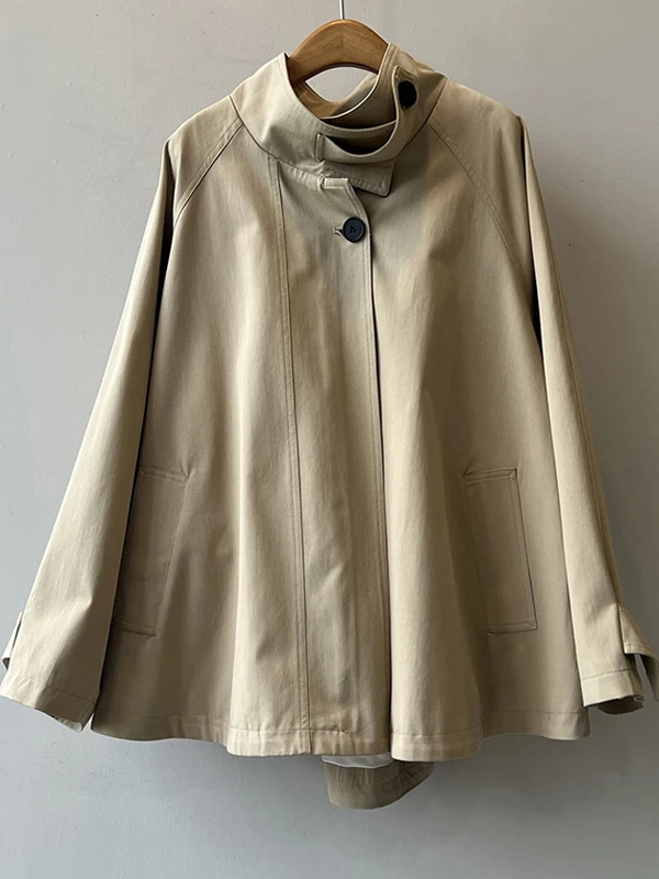 เสื้อโค้ทกันลมสไตล์เกาหลีสำหรับผู้หญิง ฤดูใบไม้ร่วง ฤดูหนาว รุ่นใหม่ 2025 แฟชั่นสุดฮิต สไตล์บริติช คอตั้ง