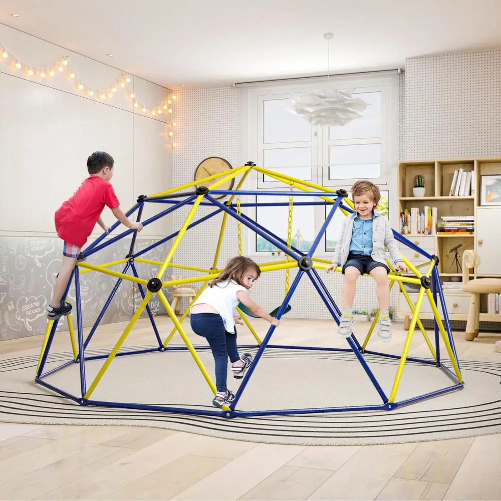 Klimkoepel met schommel, 10FT Kids Jungle Gym Monkey Bar Klimspeelgoed voor buiten, biedt plaats aan maximaal 800 lbs, Indoor Ge