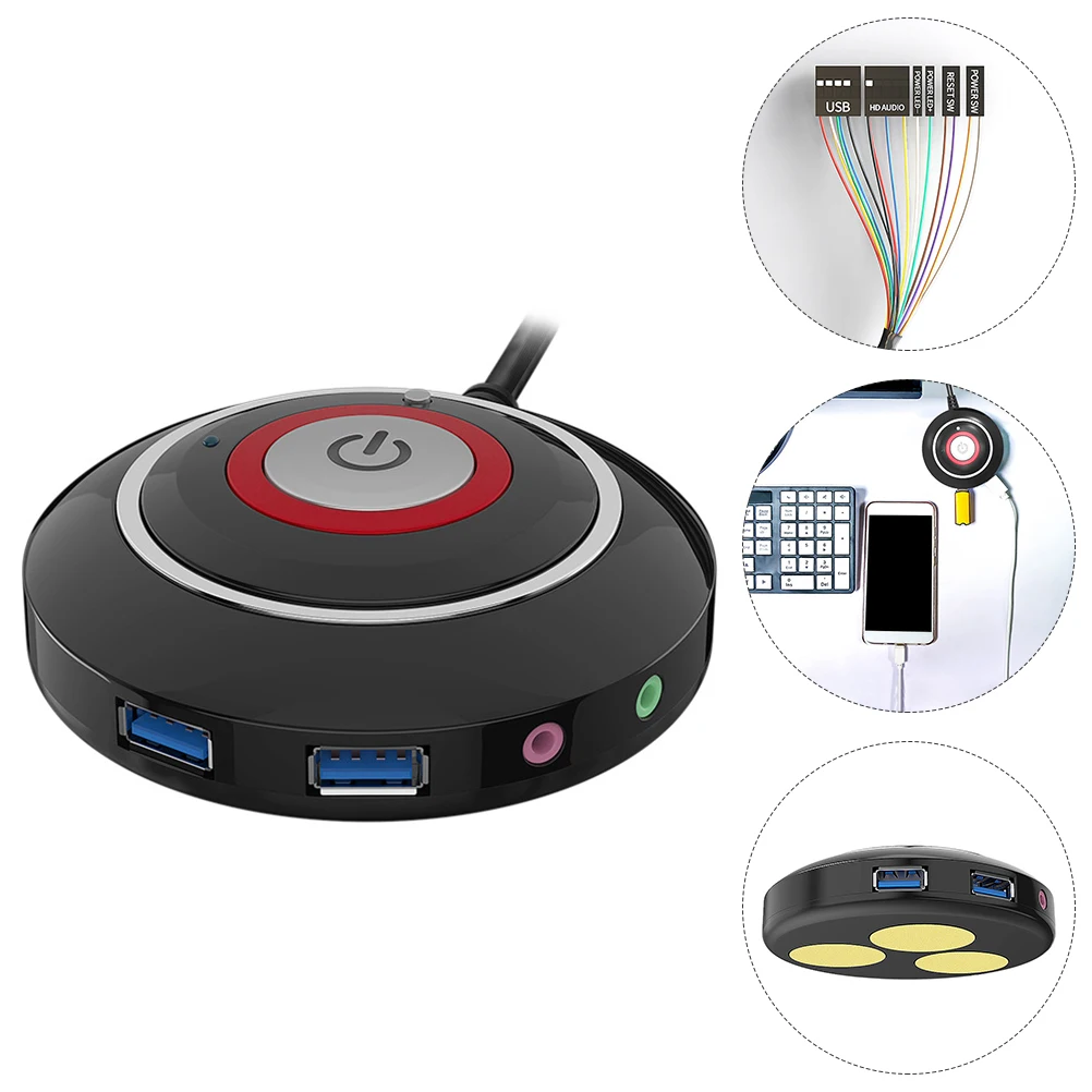 

Desktop Computer Reset Button Case Push Office USB Audio Cable PC Supply Replace Panel Easy Install High