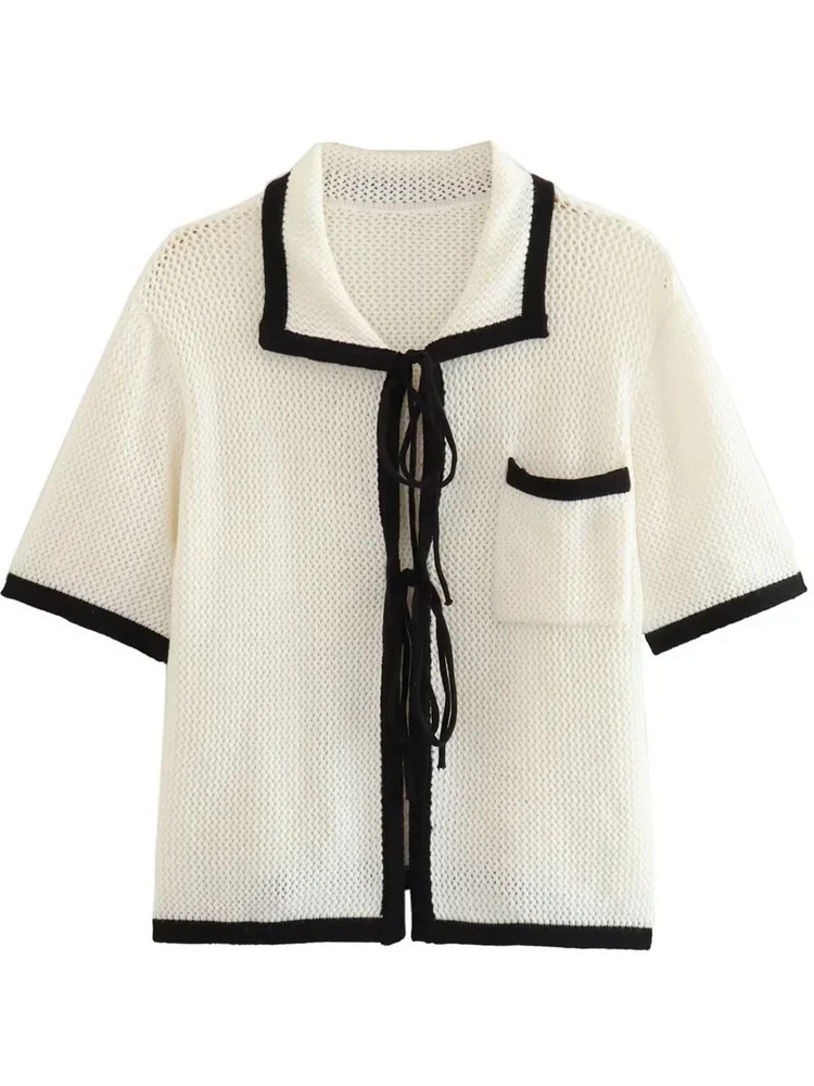Tossy Summer Contrast Knit Outfits Halter Top And Short Trousers Sets Female Beach Holiday Sexy Casual Tracksuit Y2K Women Sets