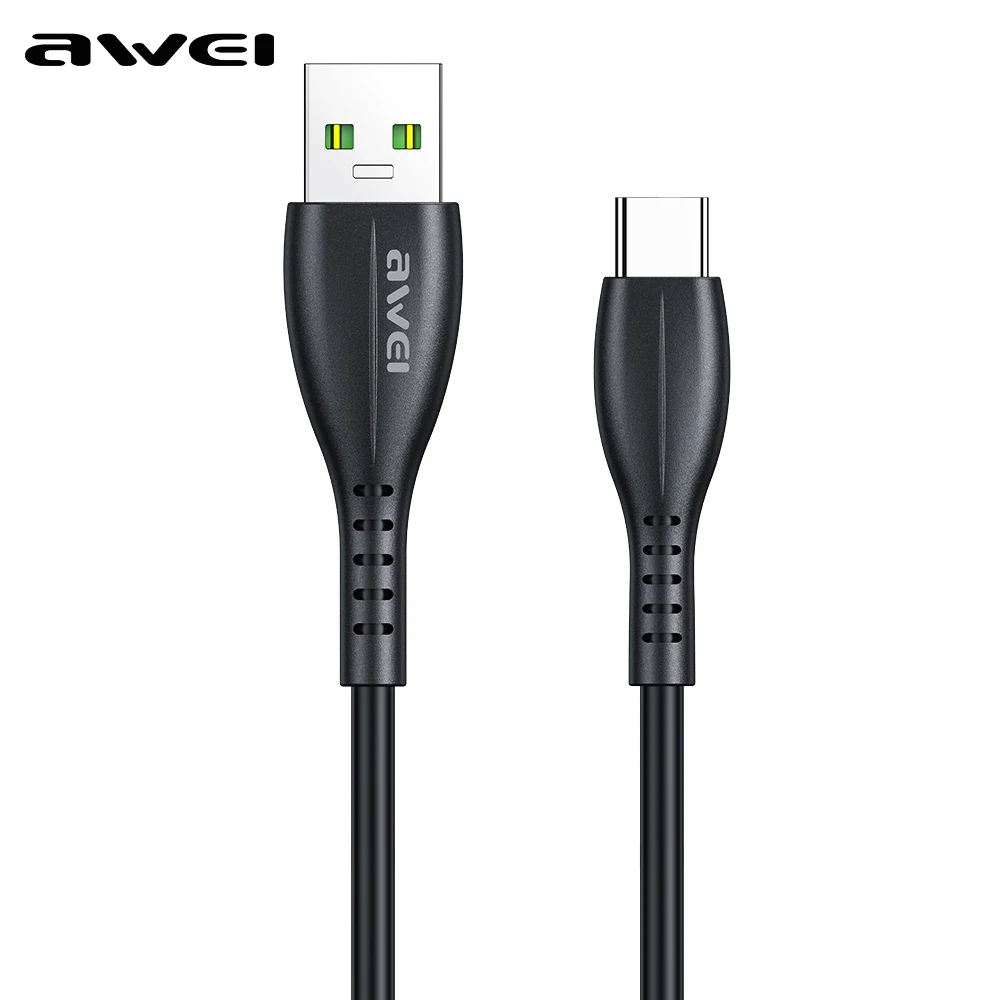 Awei CL-115 USB-кабель типа C для iPhone/iPad/Samsung/Xiaomi, ПВХ, провод для быстрой зарядки, зарядный прибор, чип 2,4 А, кабель для быстрой передачи данных, 1 м