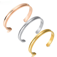 Stainless Steel Hair Band Bracelet C-Shaped Open Concave Arc Groove Rubber Band Gold Silver Color Titanium Steel Cuff Bangle