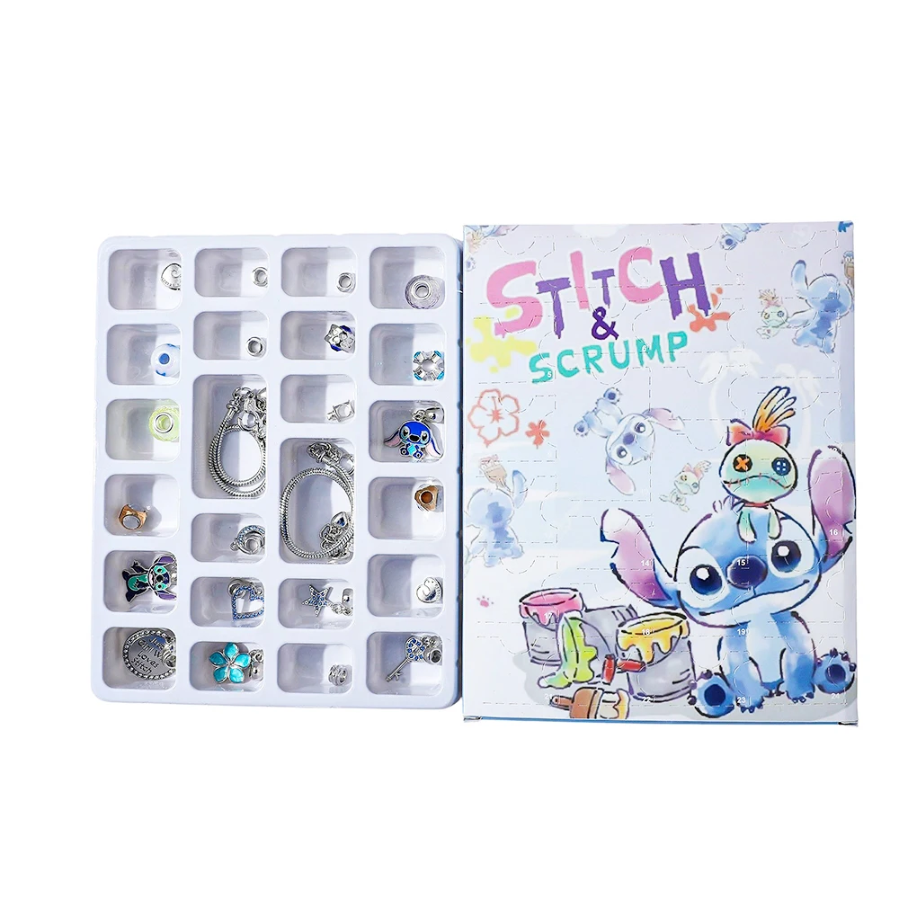 Disney Anime Lilo & Stitch Creativo Avvento Sorpresa Scatola cieca Ciondolo fai da te Accessorio punto per regali con ciondoli per amici