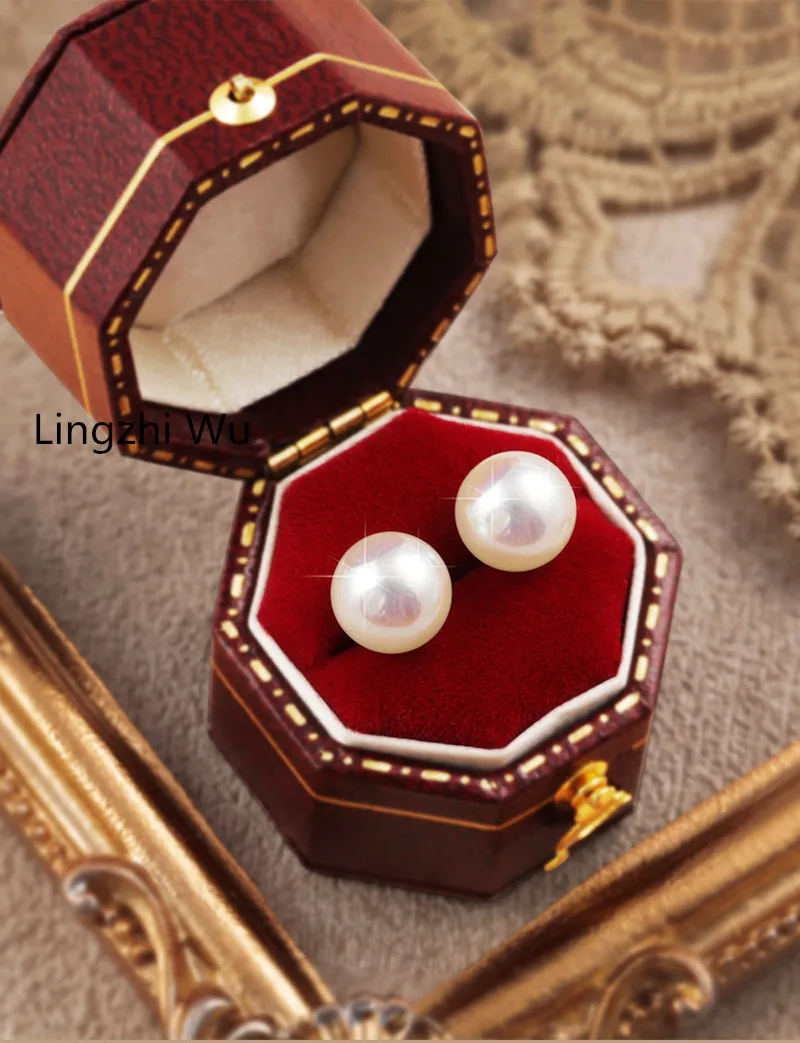 Lingzhi Wu-Elegant Gray Pearl Stud Earrings for Female, Top Quality, New Arrival