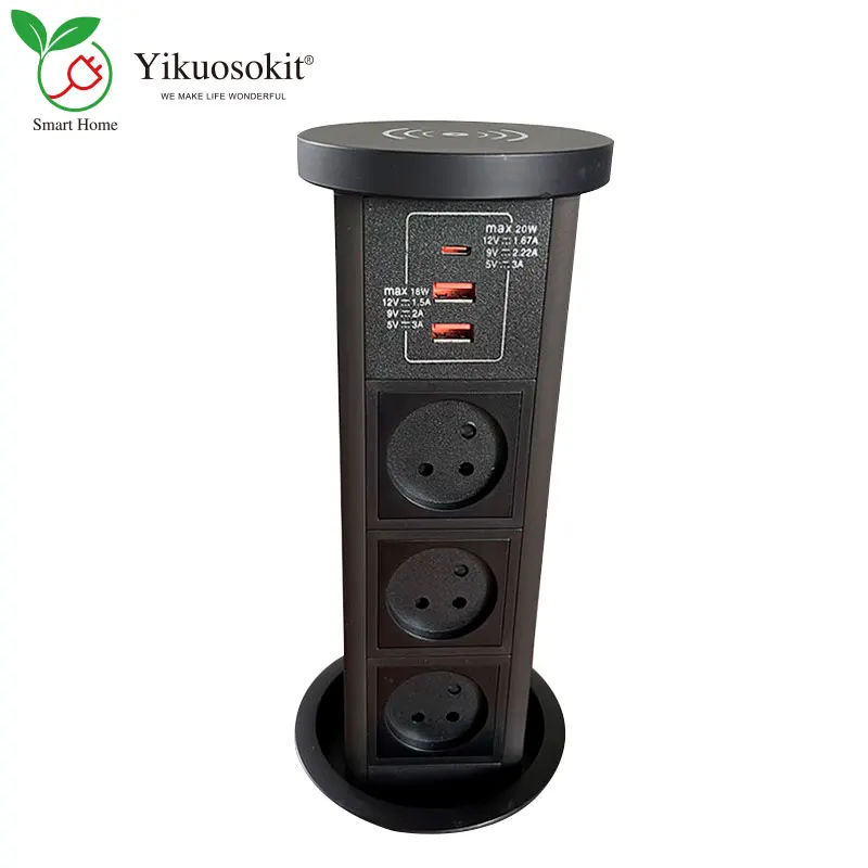 

Полностью черная, серебряная израильская вилка, пневматическая подъемная розетка, шестигранные розетки, скрытые автоматические поп-порты для домашнего USB-зарядного устройства