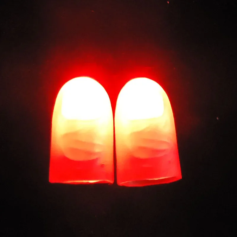 2/4Pcs Funny Magic Light Up Finger Fingers LED Tricks Thumb Magic Show Props Christmas Christmas Festival Party Novelty Toys