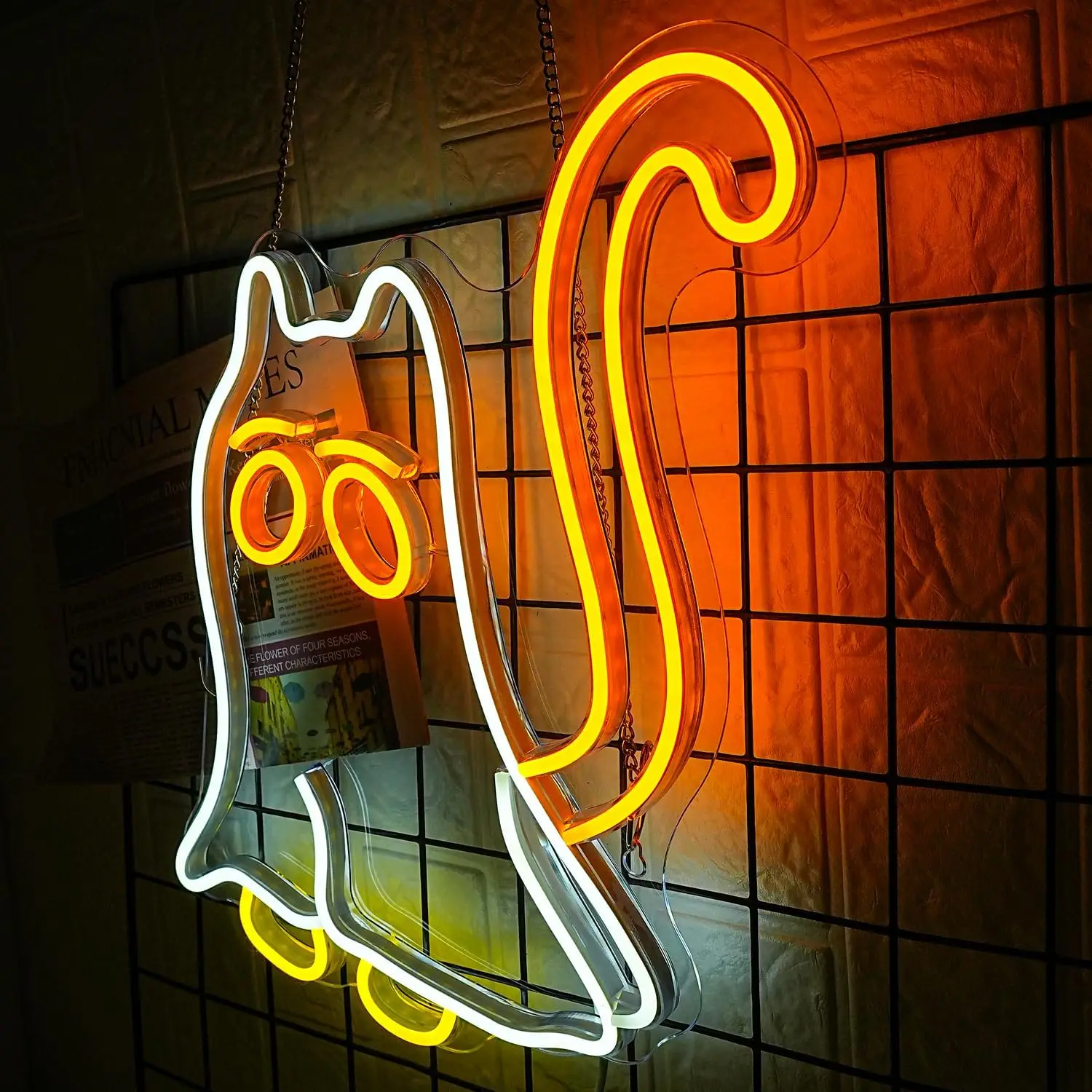 Cat Ghost Neon Sign LED Dimmable Cat Mom Neon Light for Halloween Decor Scary Bedroom Halloween Party