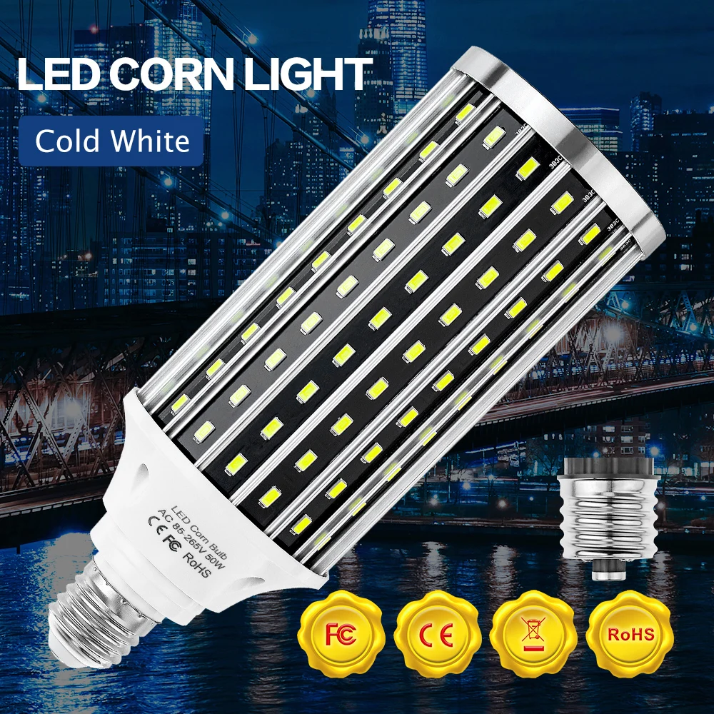 E27 LED Corn Bulb 110V Spotlight Candel Light 220V Lampara LED Chandelier E39 Bulb High Power Ceiling Lamp For Garage Lighting