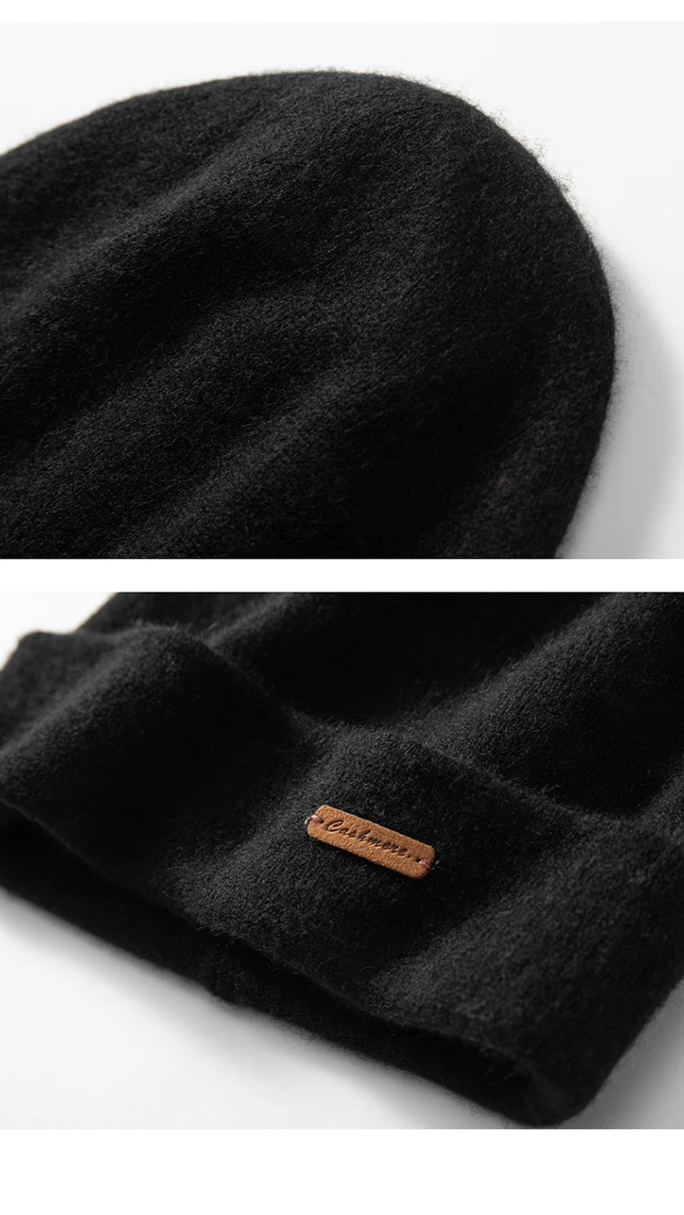 100 % Kaschmir, 2-lagige Mützen, solide Strickmützen, Unisex-Mütze, lässig, für Herren, Neujahr, Sonderpreis, Basic, weich, Damen, warme Haarmütze – Detail 18