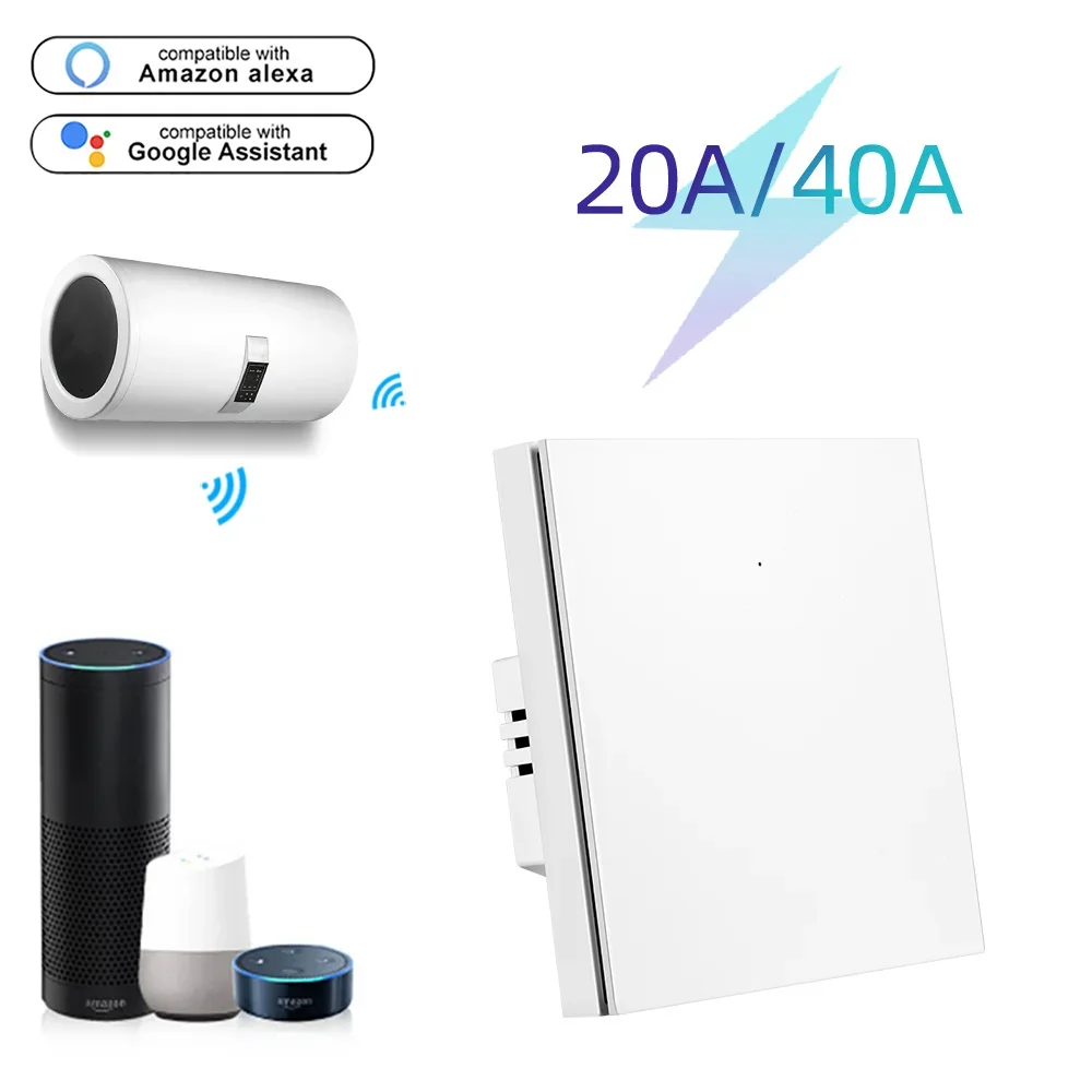 Tuya WiFi Smart Water Heater Boiler Switch EU 220V 20A/40A 4000W/8000W  Smart Life APP Voice Control Work with Alexa Google Home