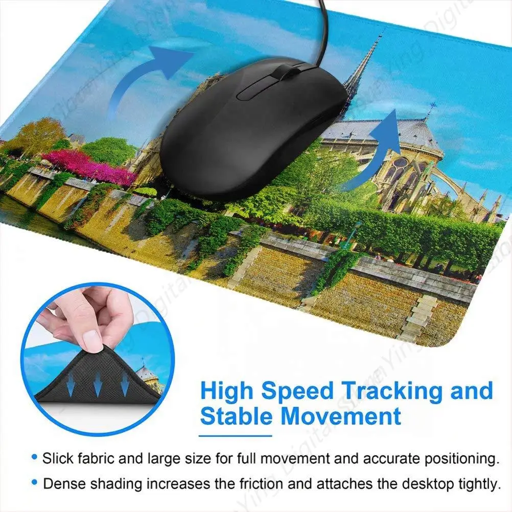 Notre Dame Cathedral Mouse Pad Gift Souvenir Rubber Non Slip Suitable For Gaming Office Laptop 18*22cm